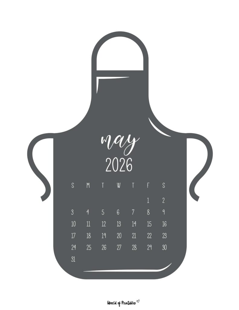 Printable May 2026 Calendar Design 25