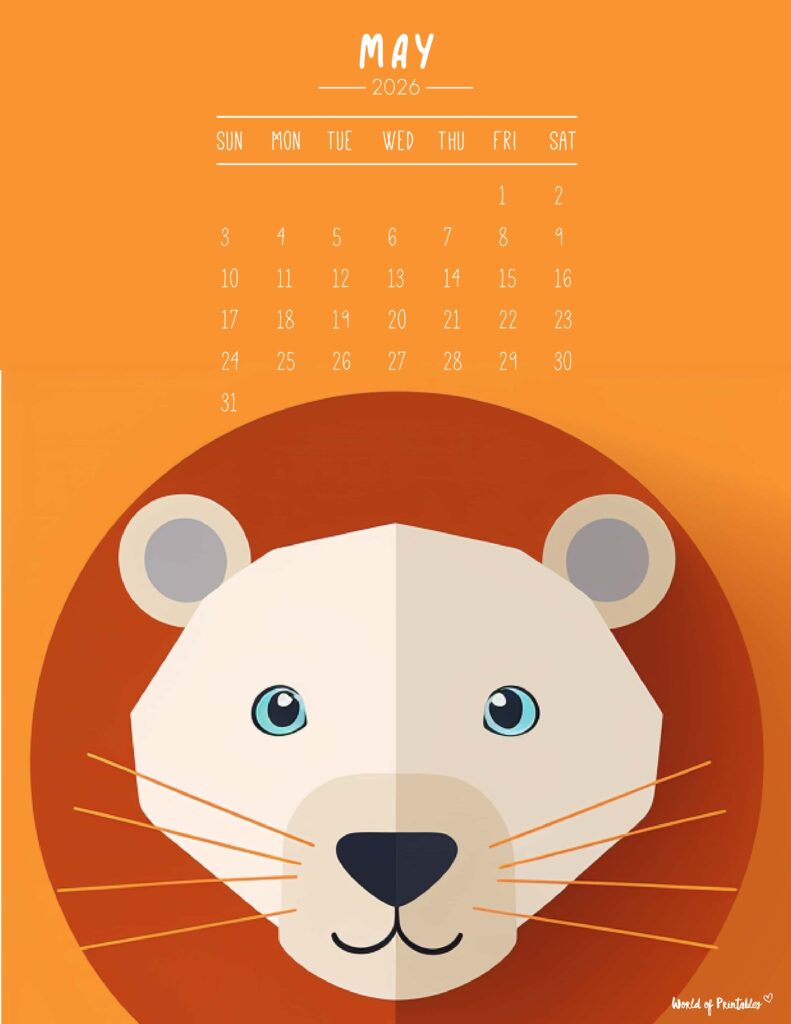 Printable May 2026 Calendar Design 251 - Sunday