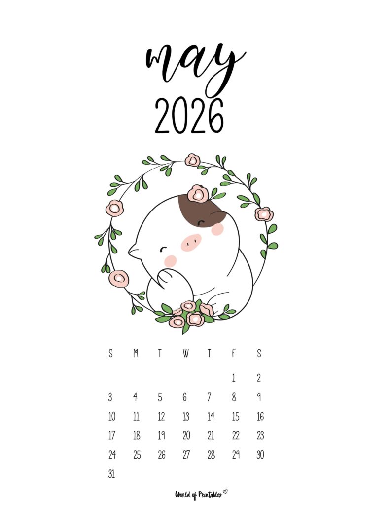Printable May 2026 Calendar Design 28