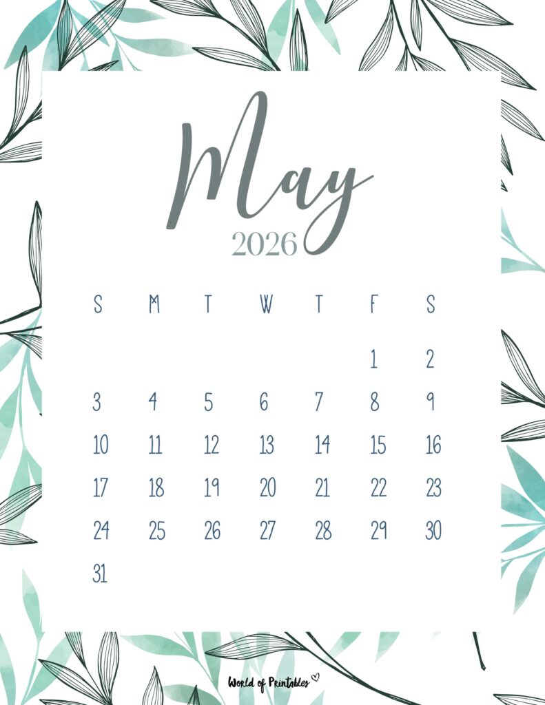 Printable May 2026 Calendar Design 3