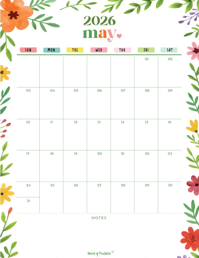 Printable May 2026 Calendar Design 301