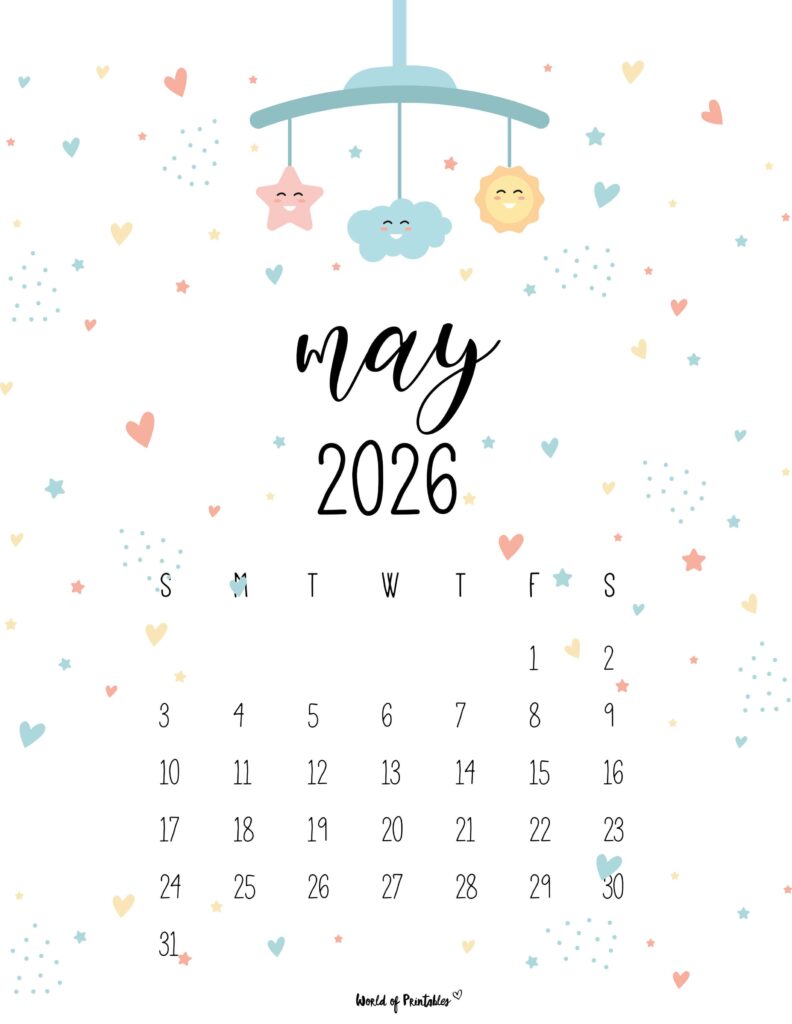 Printable May 2026 Calendar Design 31