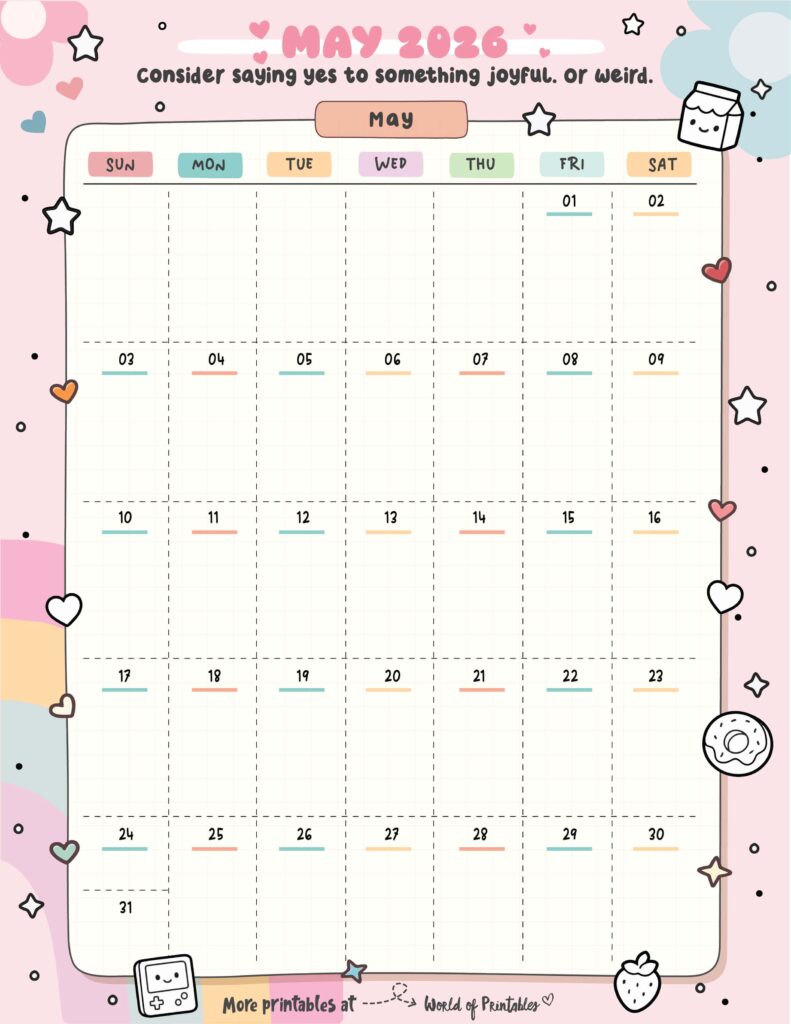 Printable May 2026 Calendar Design 319