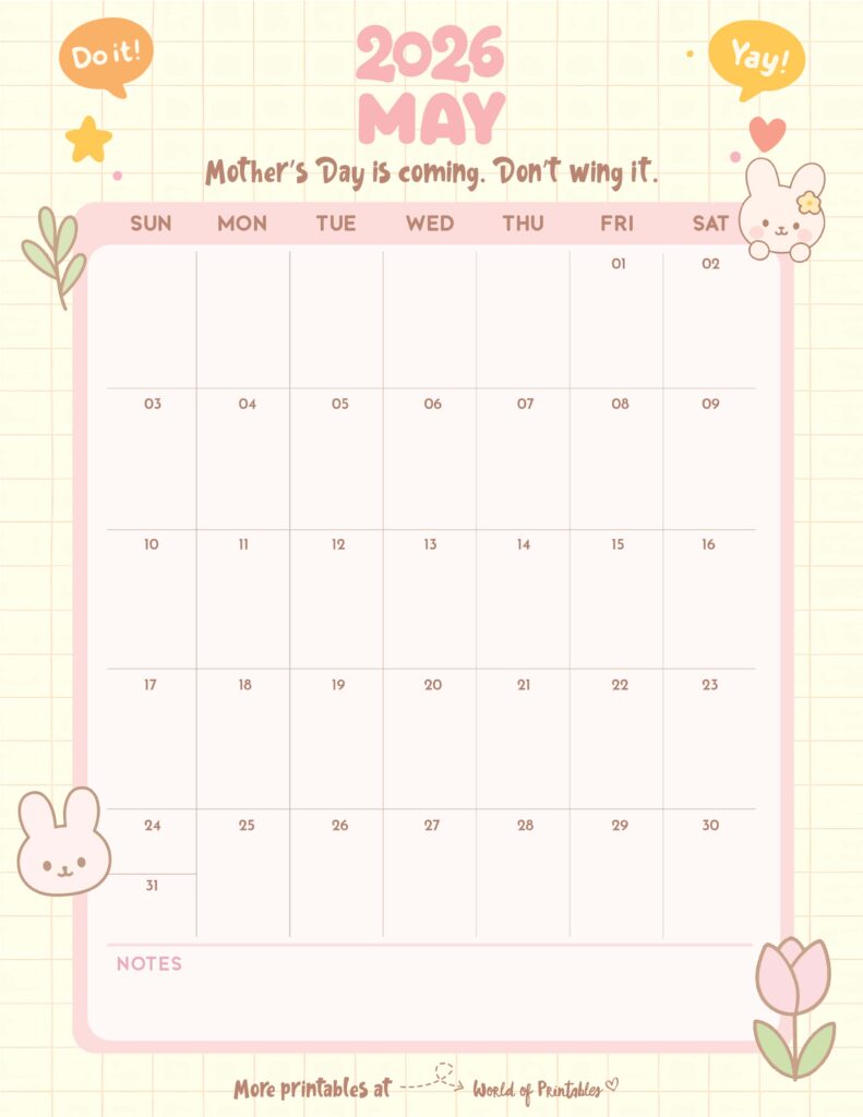 Printable May 2026 Calendar Design 326