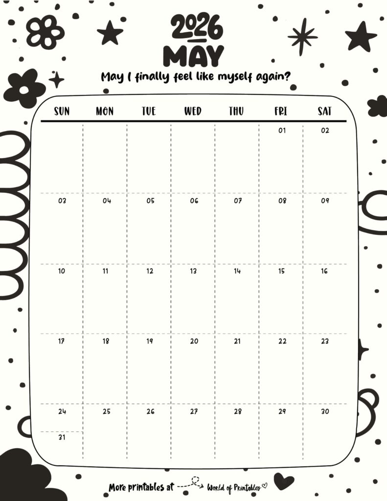 Printable May 2026 Calendar Design 329