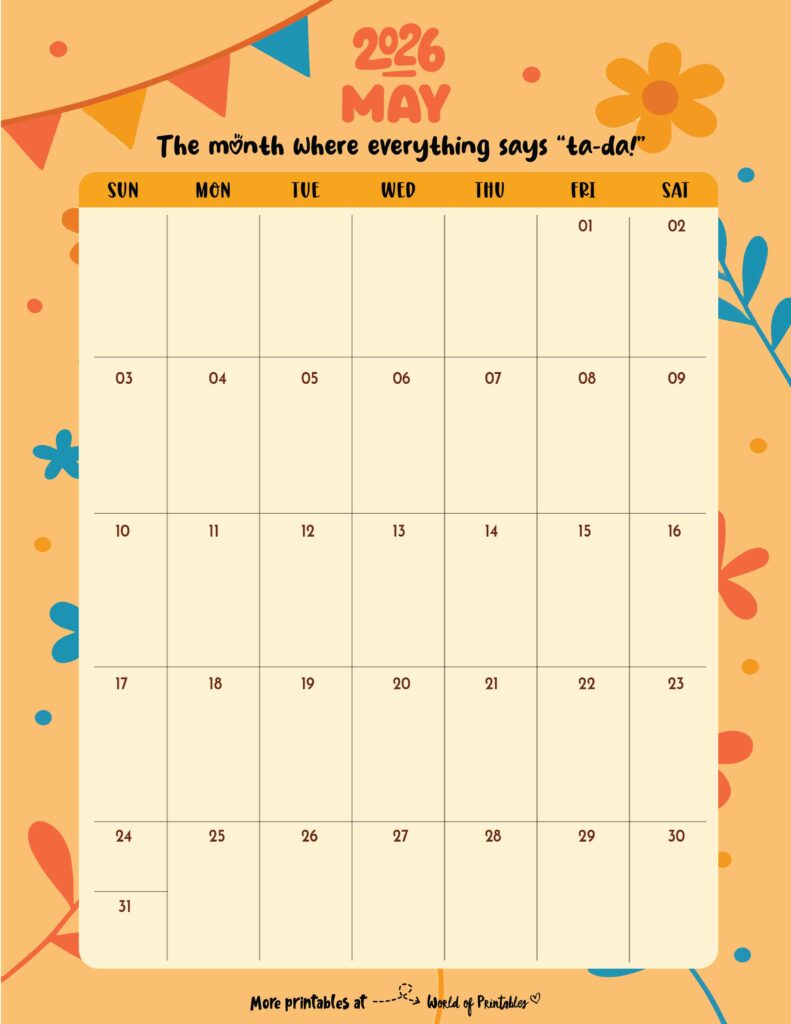 Printable May 2026 Calendar Design 331