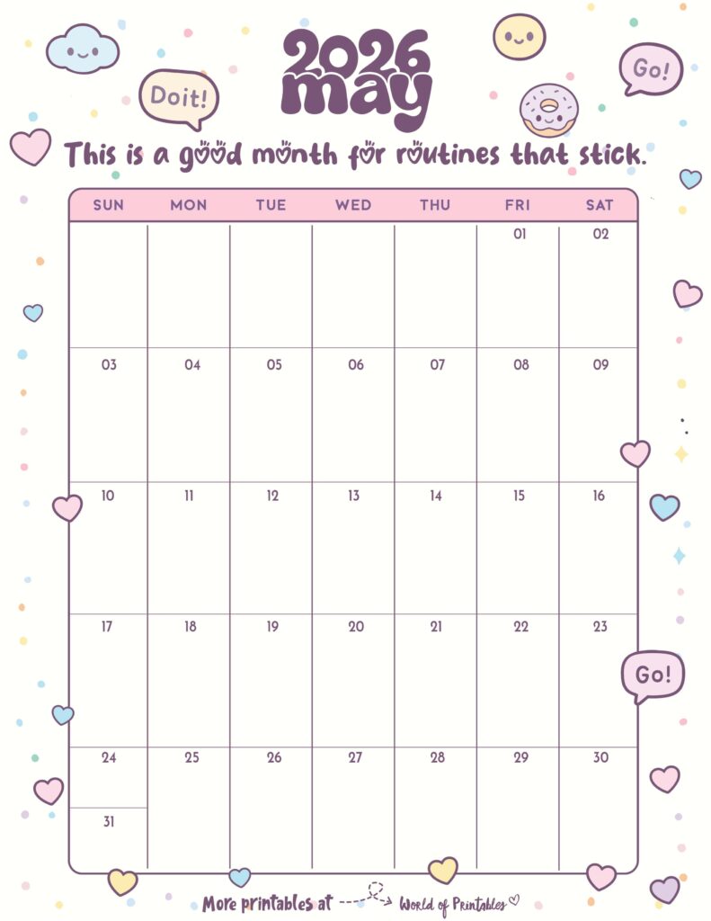 Printable May 2026 Calendar Design 339