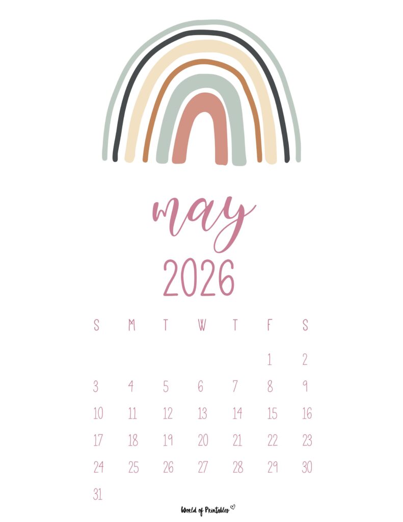 Printable May 2026 Calendar Design 34