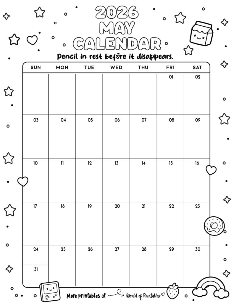 Printable May 2026 Calendar Design 340