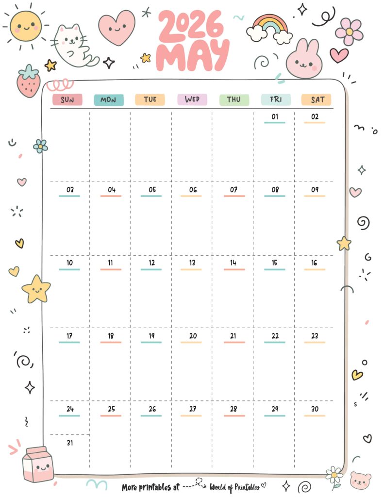 Printable May 2026 Calendar Design 353