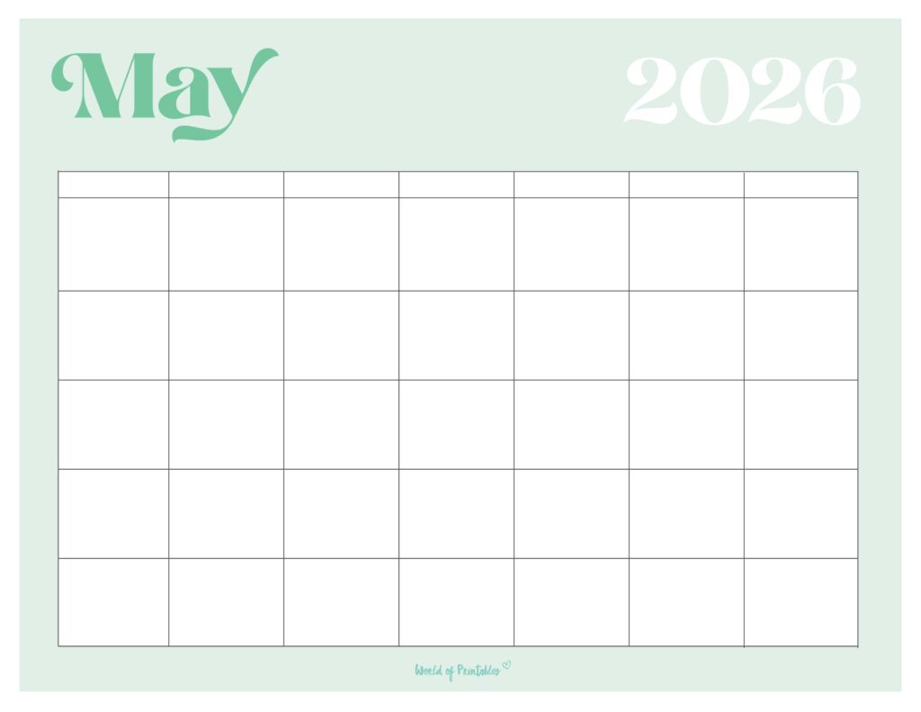 Printable May 2026 Calendar Design 365
