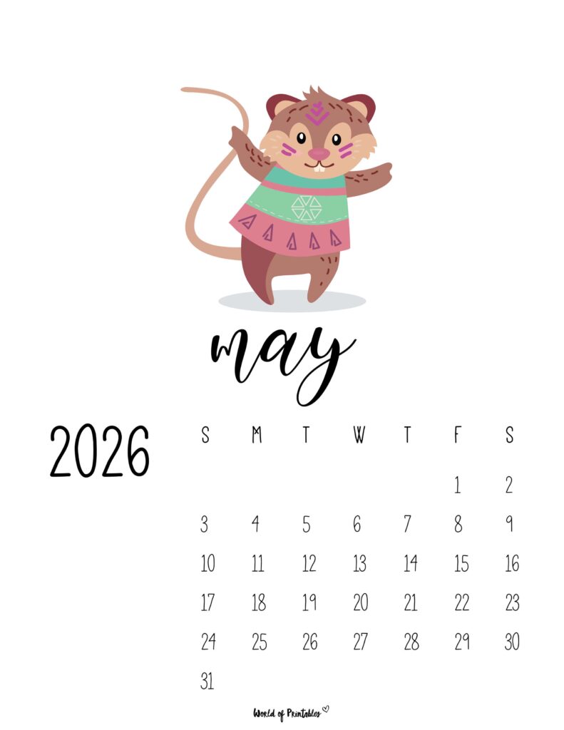Printable May 2026 Calendar Design 37