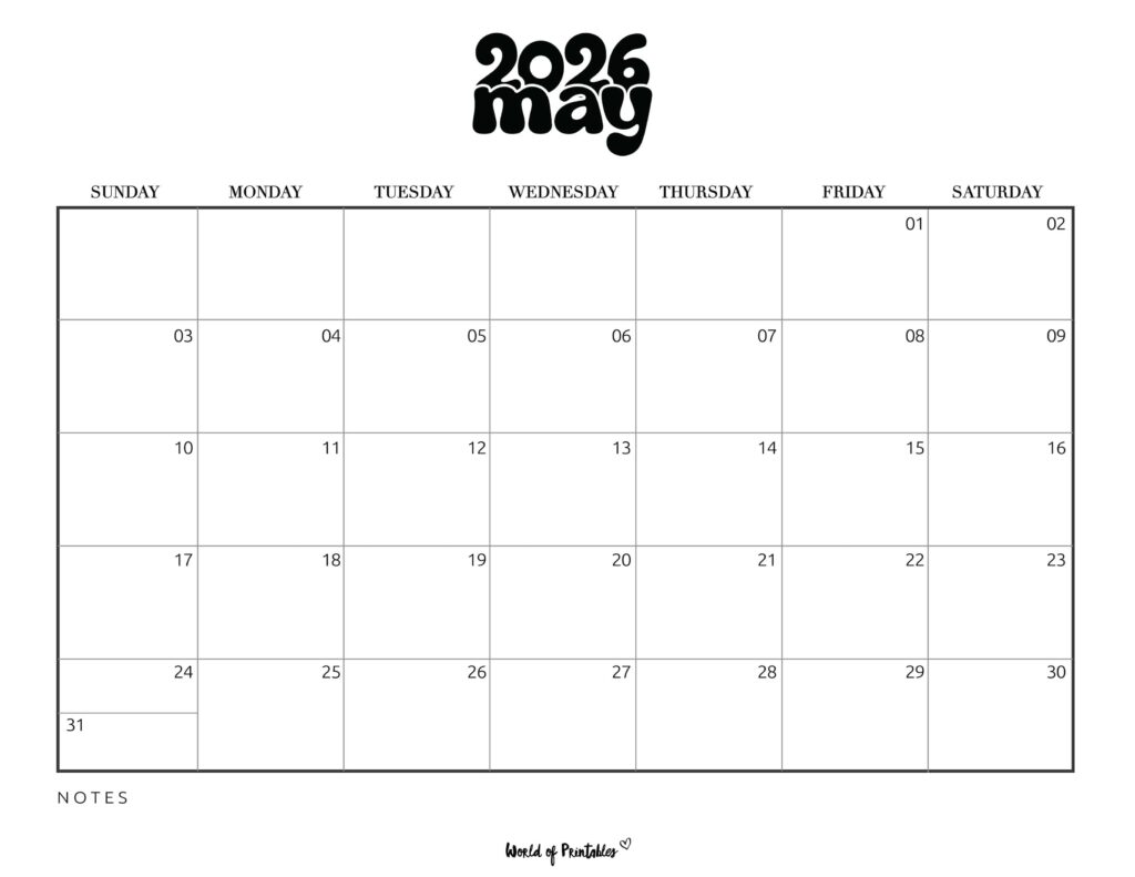 Printable May 2026 Calendar Design 377
