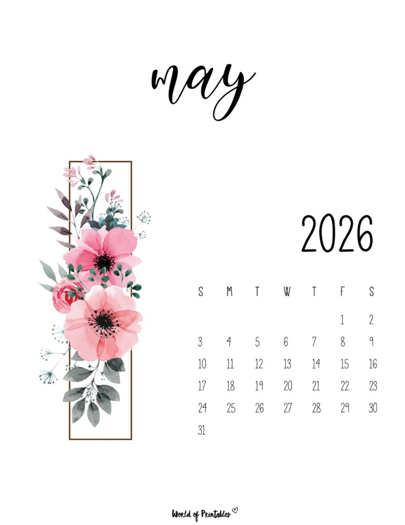 Printable May 2026 Calendar Design 47