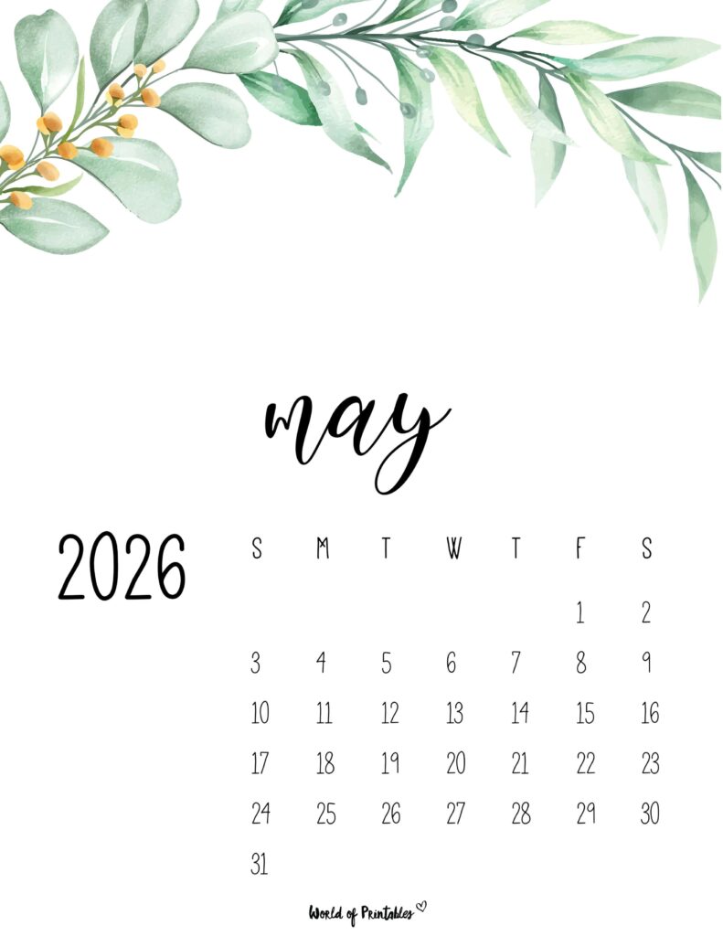 Printable May 2026 Calendar Design 49