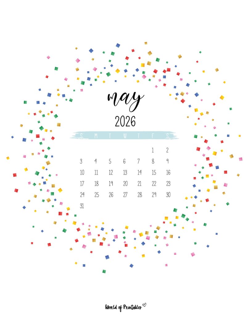 Printable May 2026 Calendar Design 6