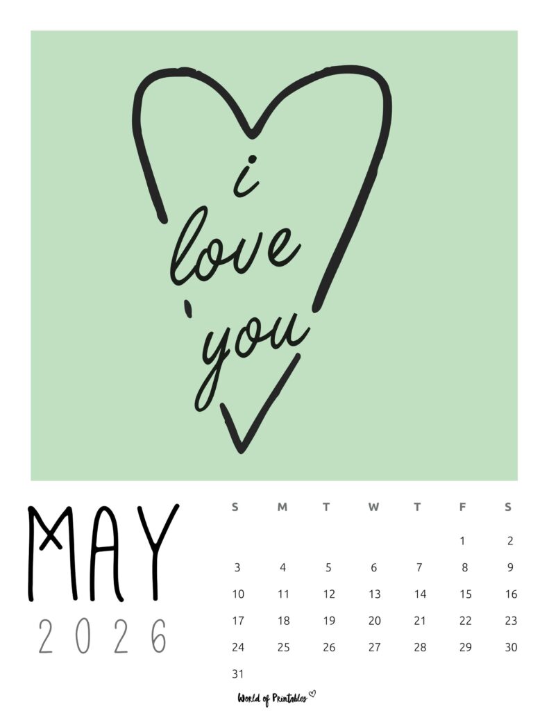Printable May 2026 Calendar Design 60