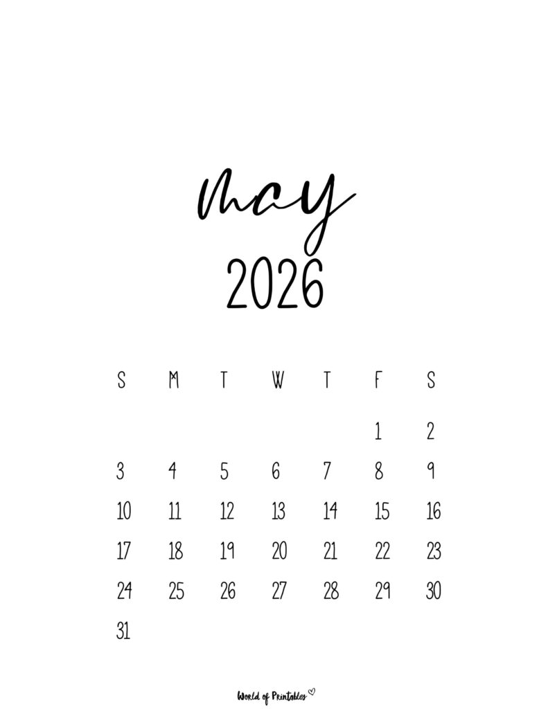 Printable May 2026 Calendar Design 63