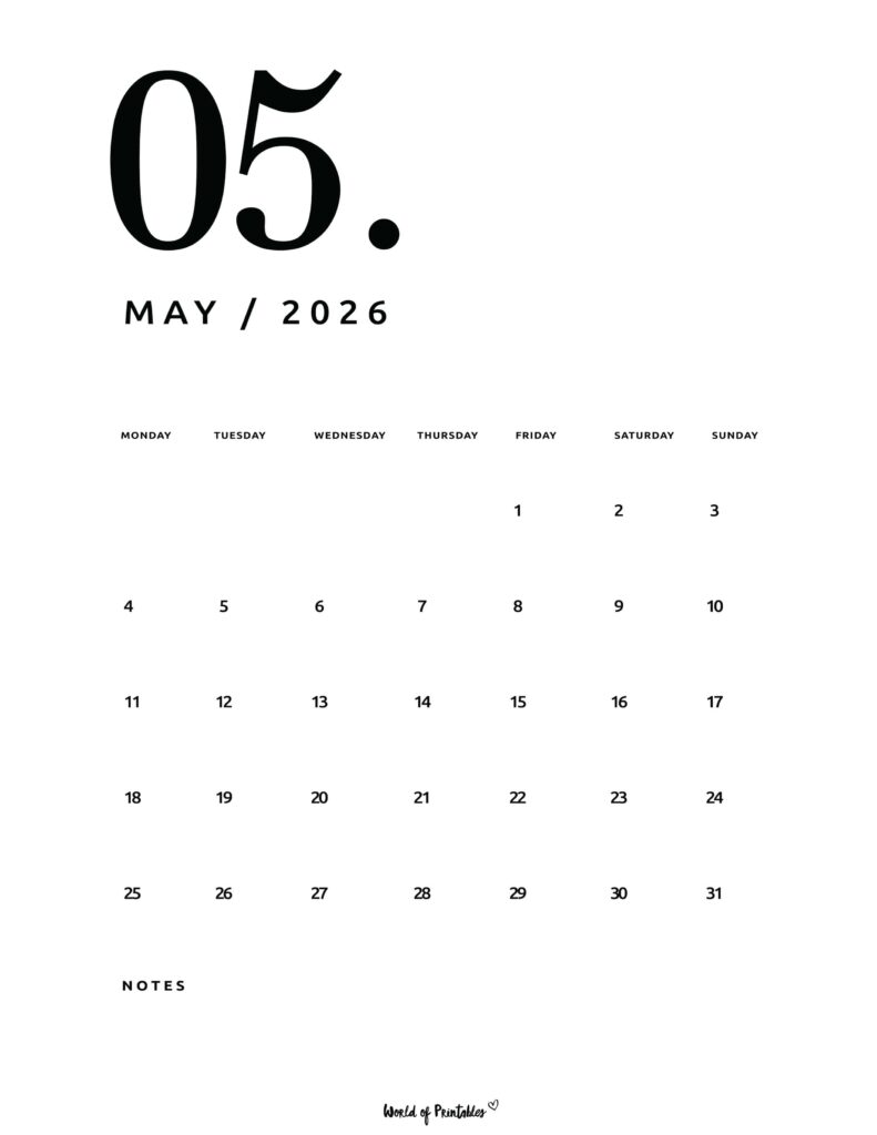 Printable May 2026 Calendar Design 65