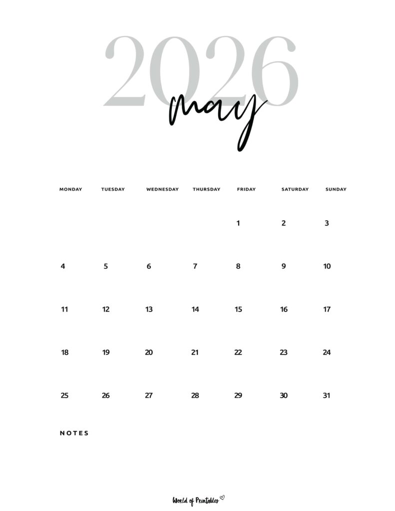 Printable May 2026 Calendar Design 66