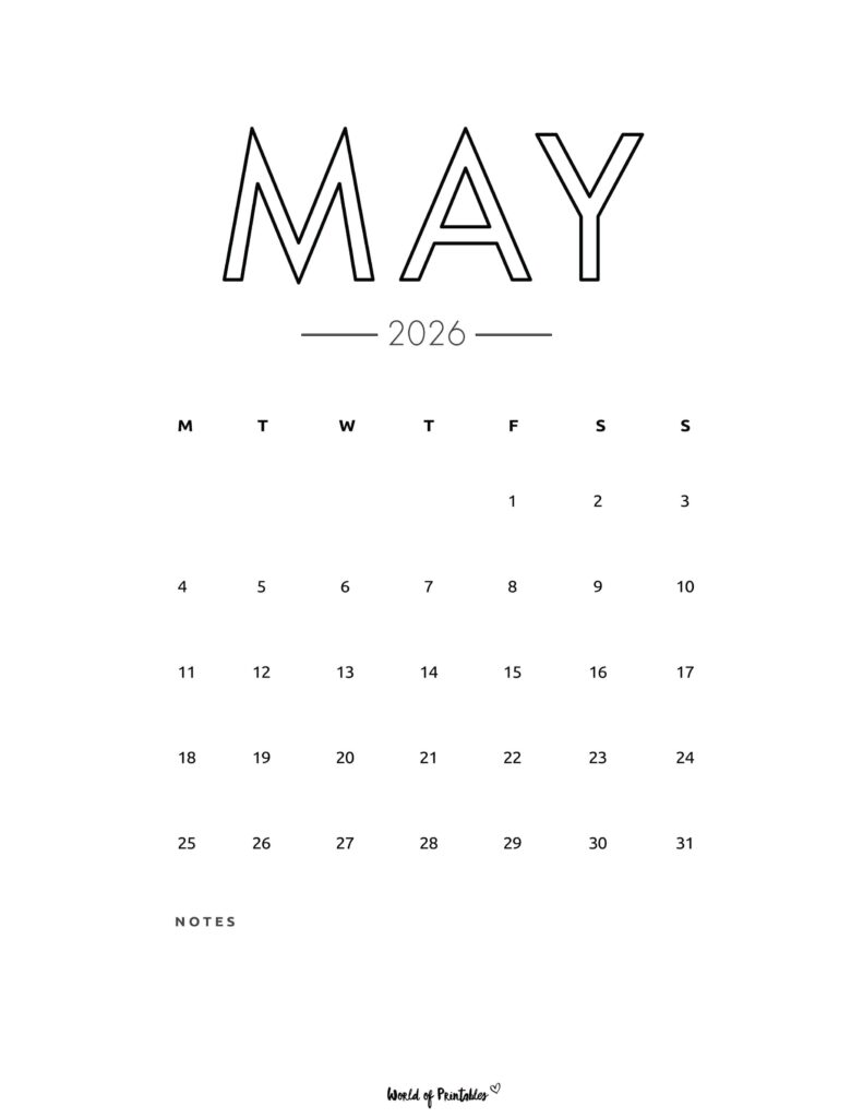 Printable May 2026 Calendar Design 70