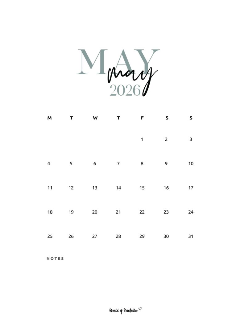 Printable May 2026 Calendar Design 71