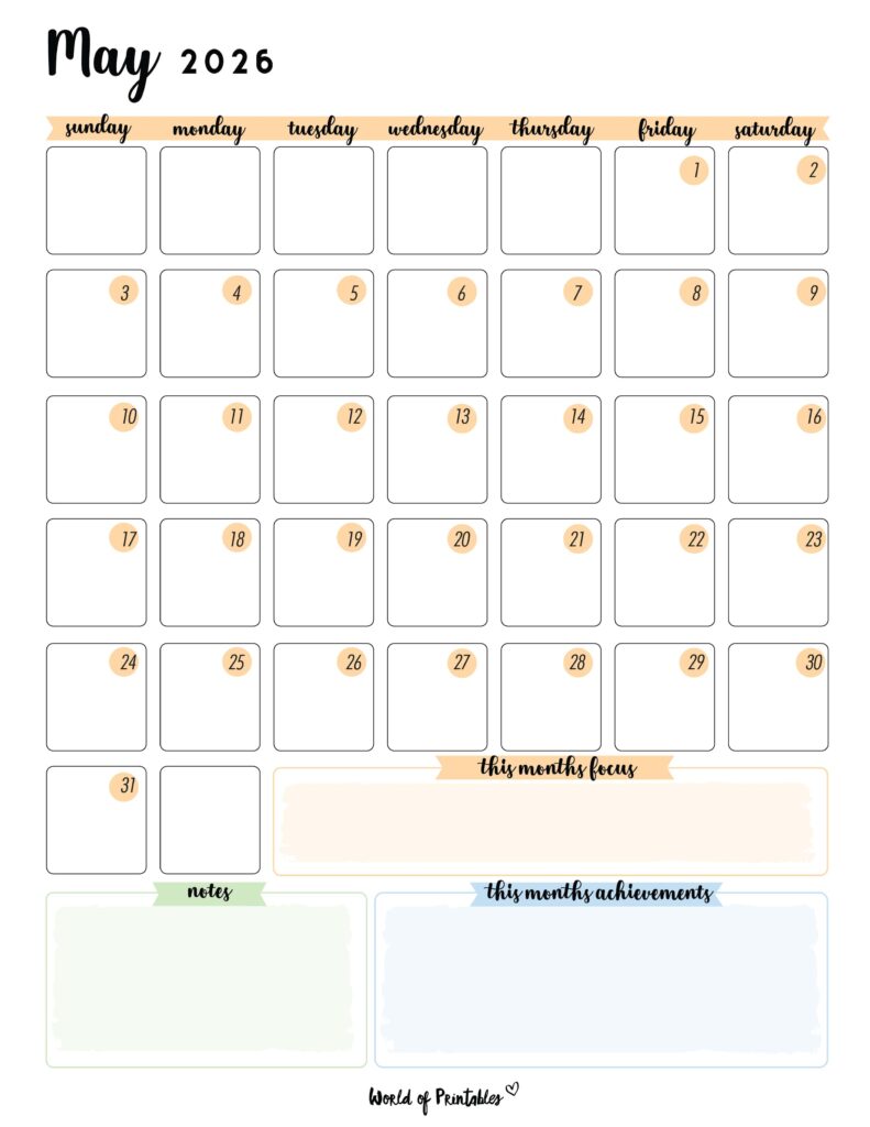 Printable May 2026 Calendar Design 91