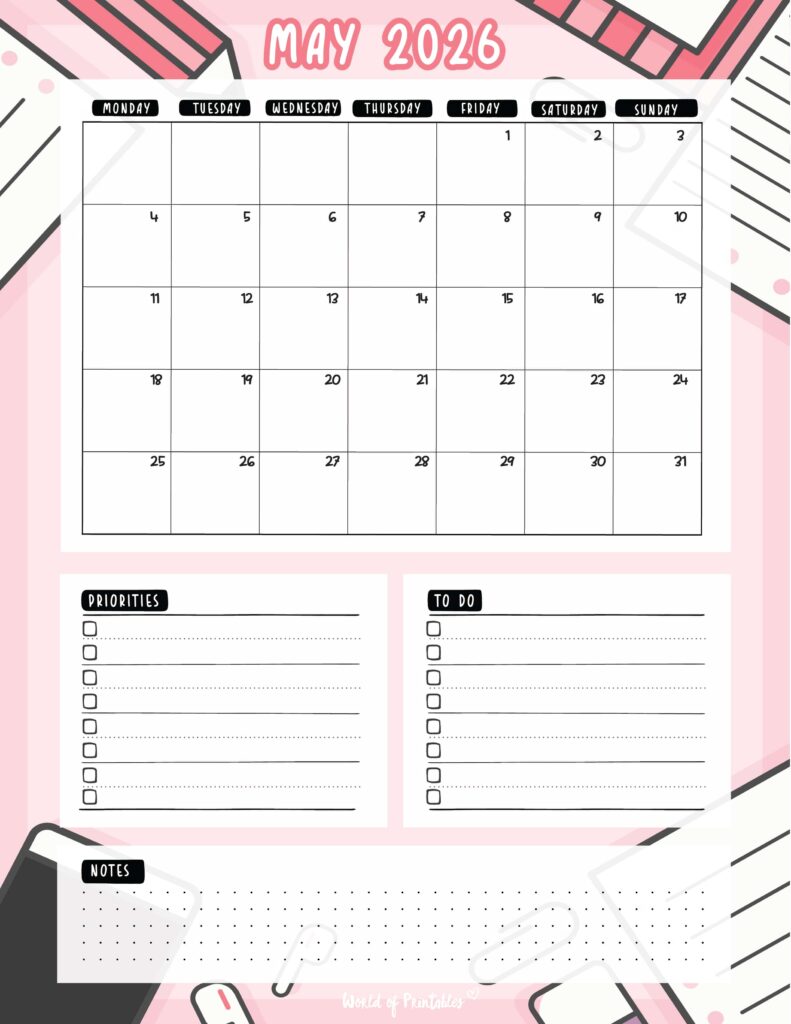Printable May 2026 Calendar Design 94