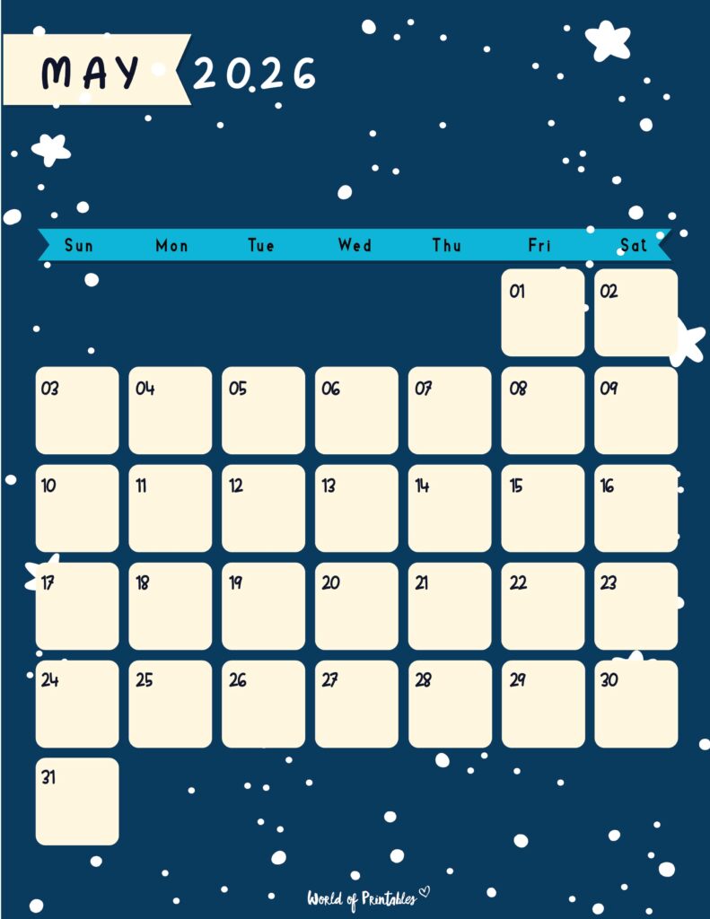Printable May 2026 Calendar Design 95