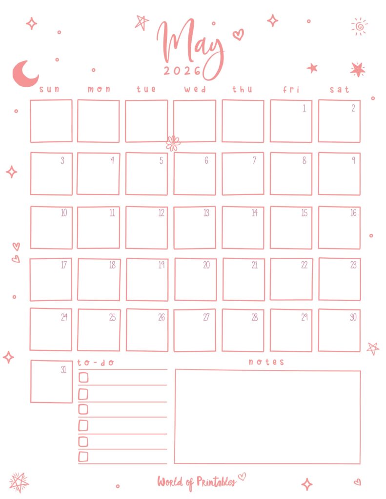 Printable May 2026 Calendar Design 97