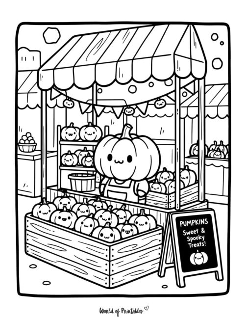 Pumpkin Stall Halloween Coloring page