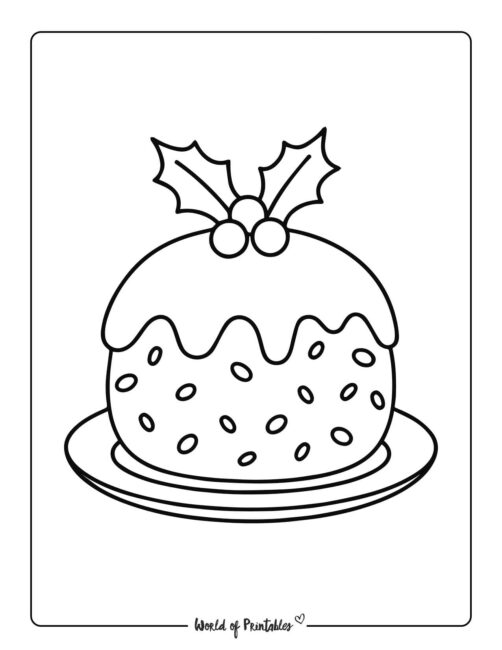 Simple Christmas Pudding Coloring page