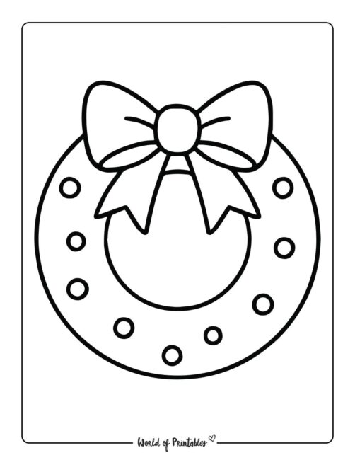 Simple Christmas Wreath Coloring page
