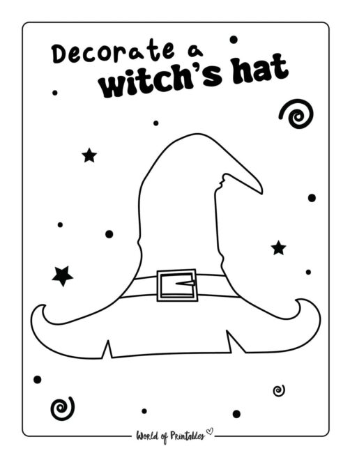 Simple Decorate a witch's hat Halloween Worksheet