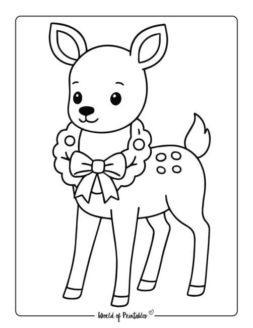 Simple Reindeer Christmas Coloring Page