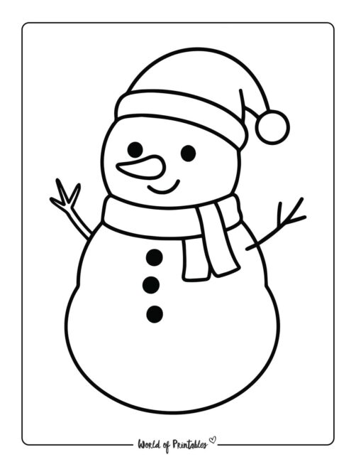 Simple Snowman Christmas Coloring Page
