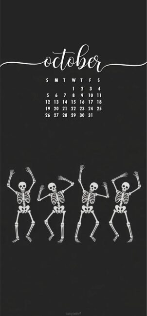 Skeleton October Calendar Wallpaper