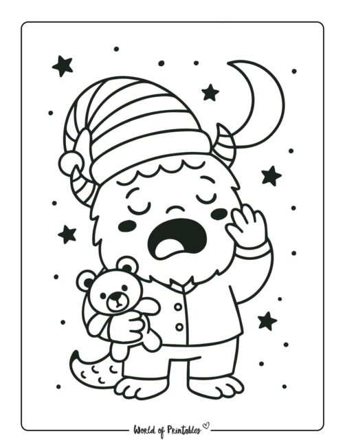 Sleepy Monster Coloring Pages