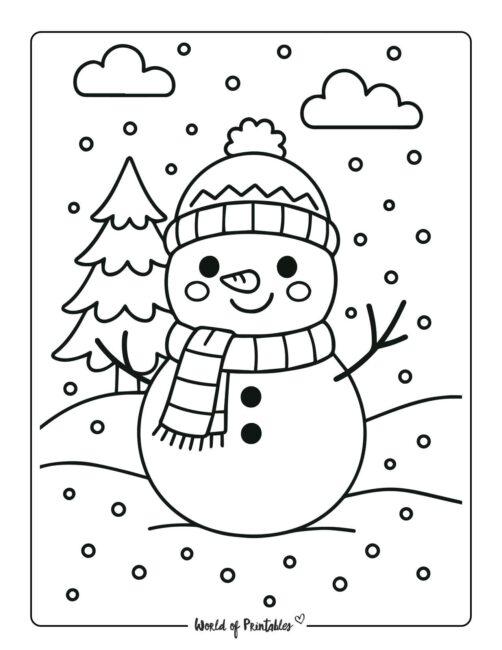 Snowman Christmas Coloring Page