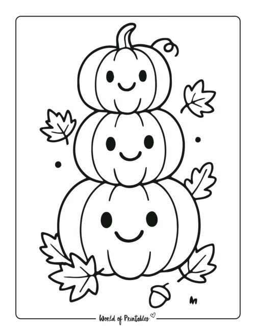 Stack of Pumpkins Thanksgiving Printable Coloring Page