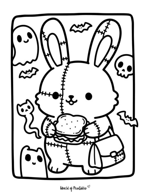 Stitch Work Bunny Spooky Coloring Page