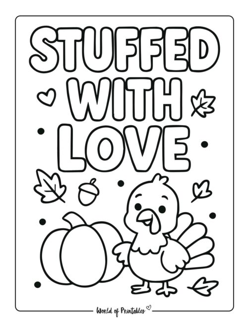 Stuffed With Love Free Printable Thanksgiving Coloring Page