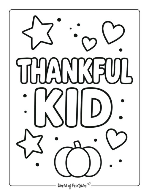 Thankful Kid Fun Thanksgiving Coloring Page