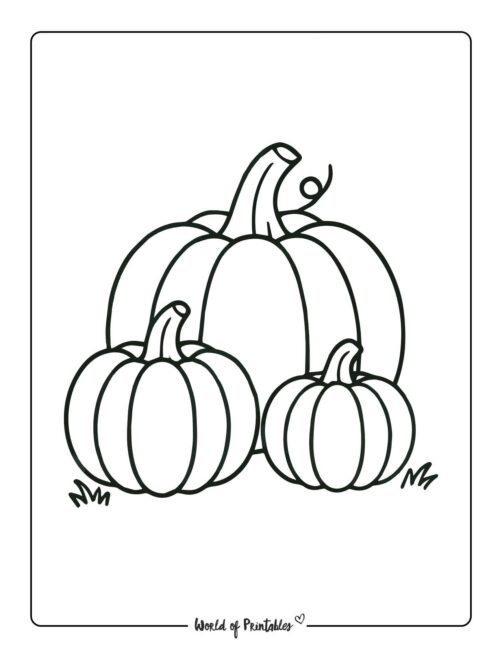 Trio of Pumpkins Coloring Page
