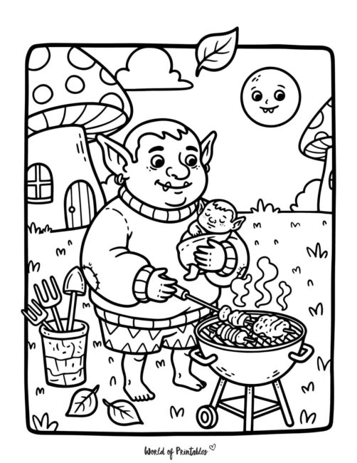 Troll Dad Spooky Coloring Page