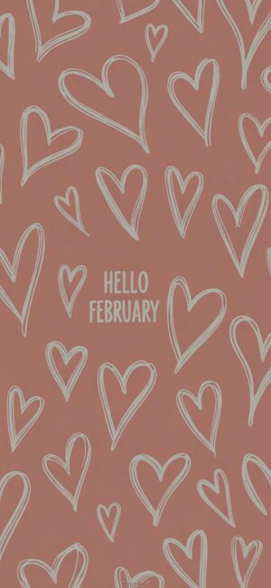 White Hearts February Phone Wallpaper