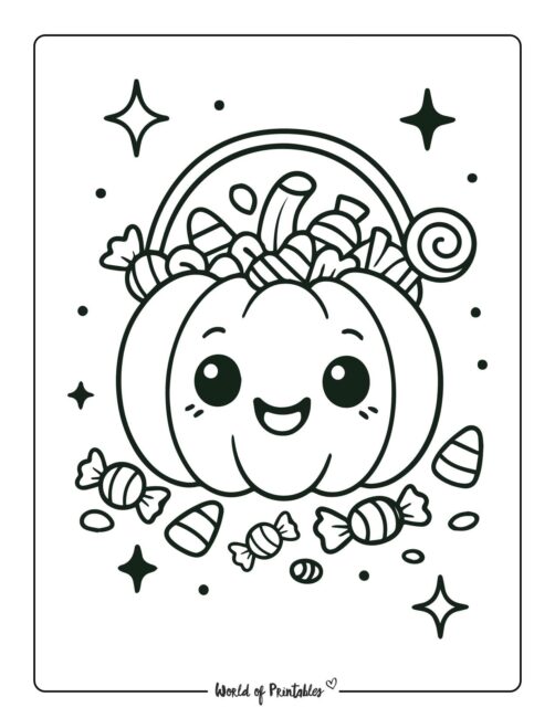 candy bucket pumpkin coloring page