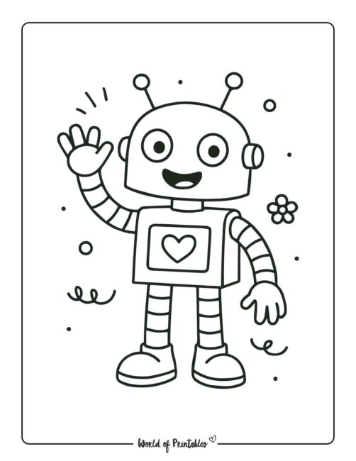 cute and simple robot coloring page