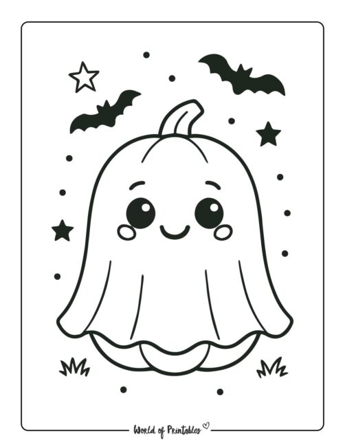 cute ghost pumpkin coloring page