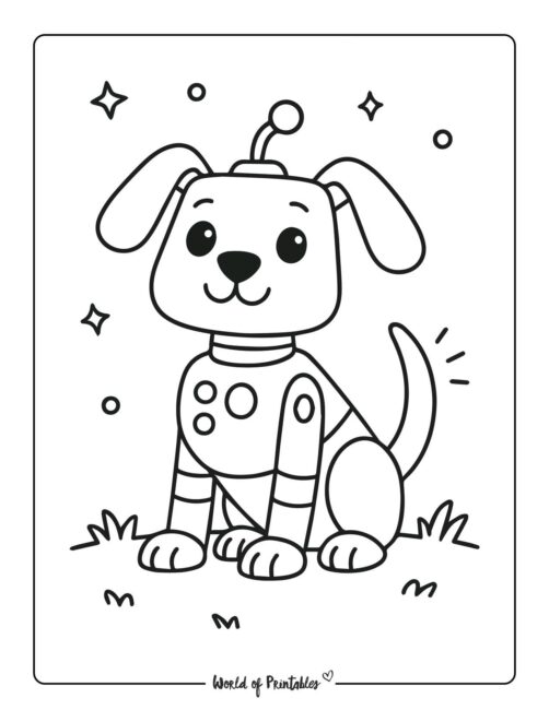dog robot coloring page